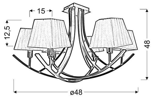 Plafoniera abajur negru/alb candelabru 6x40W Valencia Candellux 36-30993