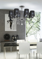 Hanging lamp chrome / black with crystals 8x40W Sorento Candellux 38-38067