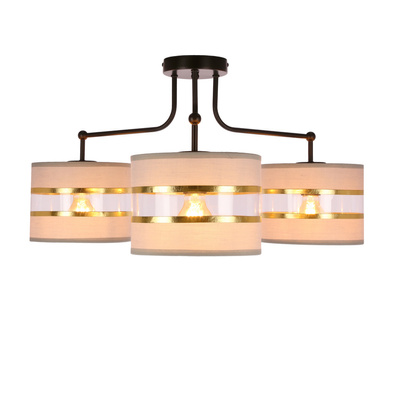 Lampa sufitowa czarny 3xE27 abażur biały + złoty Andy 33-00514