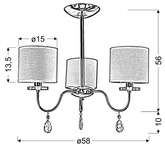Plafoniera cromată 3x40W candelabru + cristale Estera Candellux 33-11664