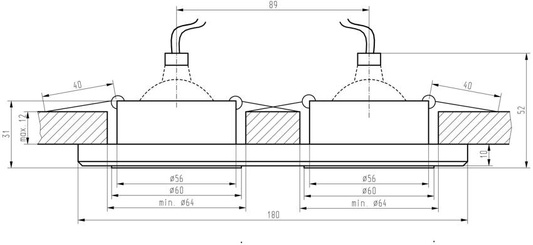Plafon dreptunghiular SS-21 dublu din sticlă neagră 2226590