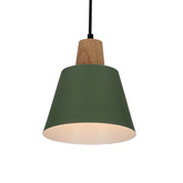 Hanging lamp green metal + wood Faro Ledea 50101260
