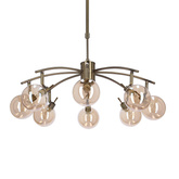 Lampa suspendata Lentini patinata 8x40w g9 cu abajur chihlimbar