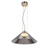 Suspension Presto 42 en verre or avec abat jour fumé au dessus de table GX53