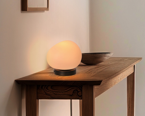 Table lamp STONES minimalist white acrylic shade 20 cm stone shape Scandinavian bedside lamp for bedroom and living room E27