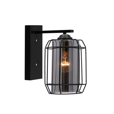 Jonera lampe applique noire p20 1x40w e27 abat-jour fumé 21-10186
