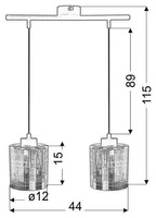 Chrom-Hängelampe mit Glasschirm 3D 2x40W Nocturno Candellux 32-57693