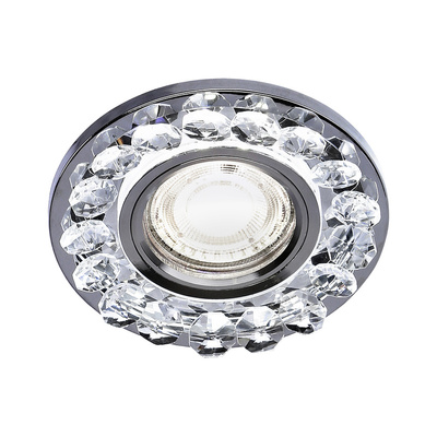 Ceiling luminaire Round Crystal Chrome for Gu10 bulb + Led frame Candellux Sk-94 2273617