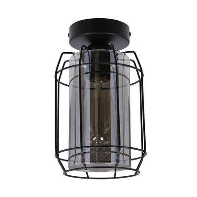 Jonera lampa sufitowa czarny 1X40 E27 klosz dymiony 31-08404