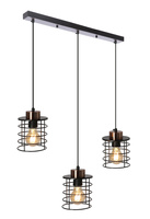 Hanging ceiling lamp black strip 3xE27 Glob 33-00378