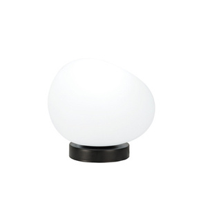 Lampa stołowa STONES minimalistyczna – biały akrylowy klosz 30 cm w kształcie kamienia – skandynawska lampka na stolik nocny E27