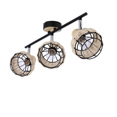 Tajga ceiling lamp black + wooden strip 3x40w e14 black + wooden lampshade