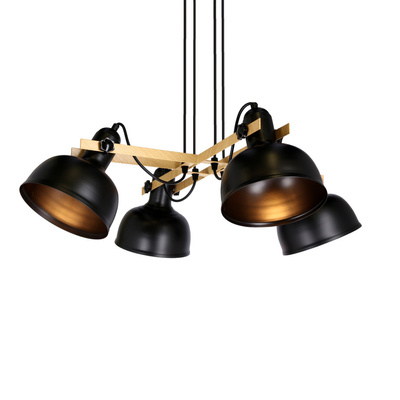 Suspension noire orientable 4x40W E27 abat-jour noir loft Reno 34-78155