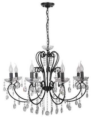 Suspension noire avec cristaux lustre 8x40W Aurora Candellux 38-73747