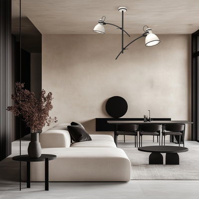 Plafoniera alb-negru reglabila 2x60W Zumba Candellux 32-72054