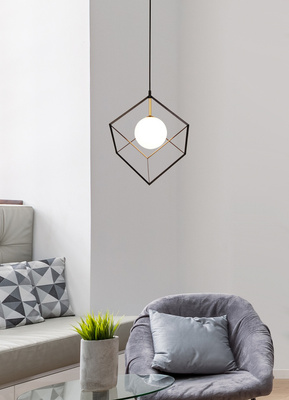 Hanging lamp black and gold 20cm Weert Ledea 50101046