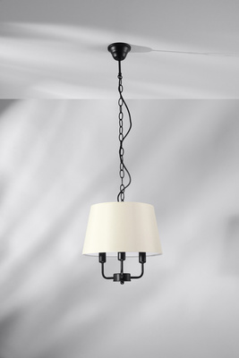 Pasteri suspension noir mat 3x40w e14 abat-jour beige 31-01351