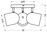 Ceiling lamp 3xE27 gray 32cm AZURO 98-63236