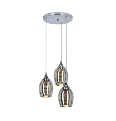 Lampe suspendue chrome miroir abat-jour 3x60W Marina Candellux 33-60181