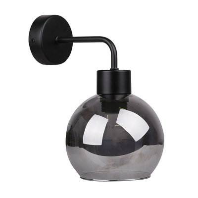 Black wall lamp 1xE27 25cm smoked lampshade LADY 21-76700