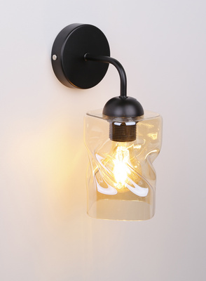 Wall lamp black with amber glass shade Felis 21-00163