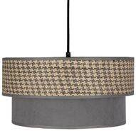 Karrara lampa wisząca czarny 1x60W E27 abażur szaro beżowy+szary