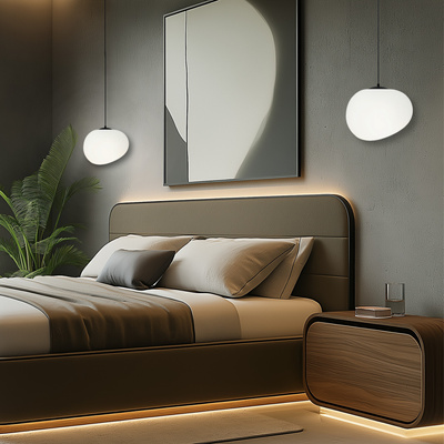 STONES pendant lamp black 25cm 1x40W E27 shade white 31-35134