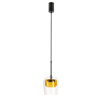 Lampa wisząca Glaxi szklana podwójny klosz transparentny i żółty GX53