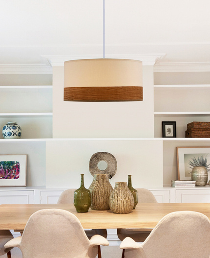 Bianco hanging lamp white 1x40w e27 white + walnut lampshade