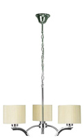Hanging lamp chrome + cream lampshade 3x60W chandelier Draga Candellux 33-04208