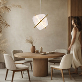 RELAX square brown pendant lamp 15W LED 3000K white shade