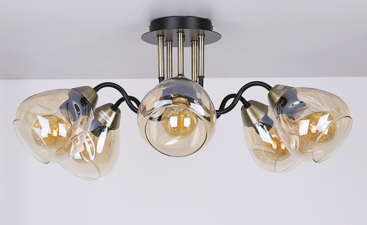 Smoked black/gold ceiling lamp 5xE27 Unica 33-00880