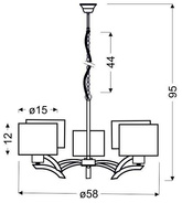 Suspension chrome + abat-jour crème 5x60W lustre Draga Candellux 35-04222  