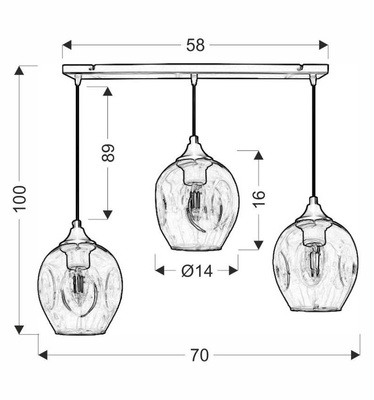 Glass hanging lamp black / brown 3xE27 Aspa 33-00606