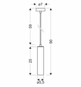 Lampa wisząca czarna oprawa 25W GU10 25cm Tubo 31-78544