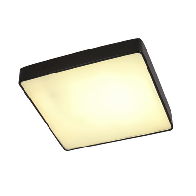 Plafon sufitowy LED QUATTRO czarny – kwadratowy ze szklanym kloszem – minimalistyczna lampa sufitowa