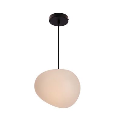Pendant lamp STONES 25 cm in Japandi style with white acrylic stone inspired shade minimalist ceiling lighting for living room E27