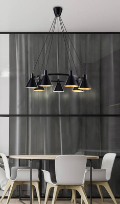 Lampe suspendue plafond noir et or mat 7x40W Plus Candellux 37-71170