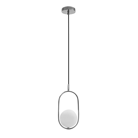 Lampa wisząca CORDEL elegancka - srebrny chromowy z mlecznym kulistym kloszem - nowoczesne oświetlenie salonu 1x G9 LED