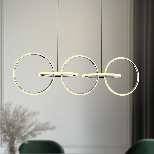 Lampa wisząca KOS nowoczesna – srebrne okręgi LED 4000K- minimalistyczna lampa nad stół