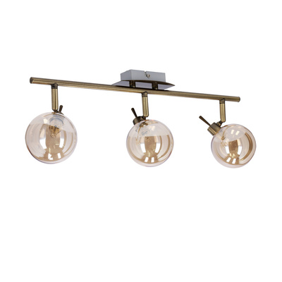 Lentini Ceiling lamp patina strip 3x40w g9 with amber shade