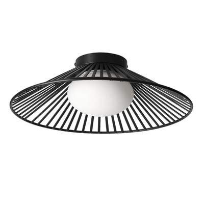 Lampa sufitowa Sonte 40 czarna druciana z białym kloszem do salonu GX53