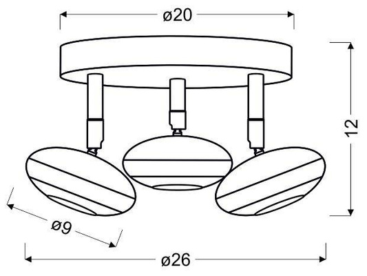 Plafoniera LED 3x6W 26cm SKIPPER 98-67685 LED COB PLAFON CAP ROTUND CU articulatie cromata