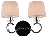 Applique double chrome avec abat-jour en tissu blanc Clara Candellux 22-21564