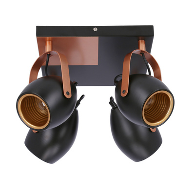 Plafoniera reglabila neagra si cupru E14 4x40W Anica 98-83128