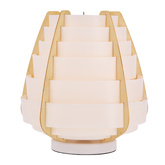 Table lamp NAGOYA in Japandi style white beige shade made of plastic and wood bedside table lamp E27