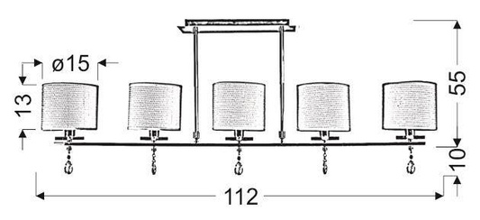 Plafonnier bande chrome 5xE14 Estera 35-11527