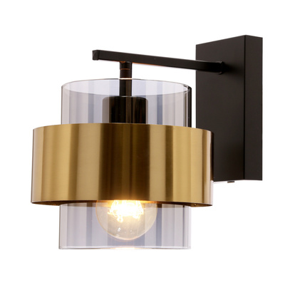 Applique Spiega laiton noir e27 avec abat-jour incolore