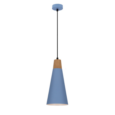 Hanging lamp blue metal + wood Faro Ledea 50101258
