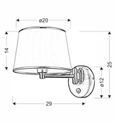 Aplică reglabilă cu patină cu întrerupător Ibis 21-01279